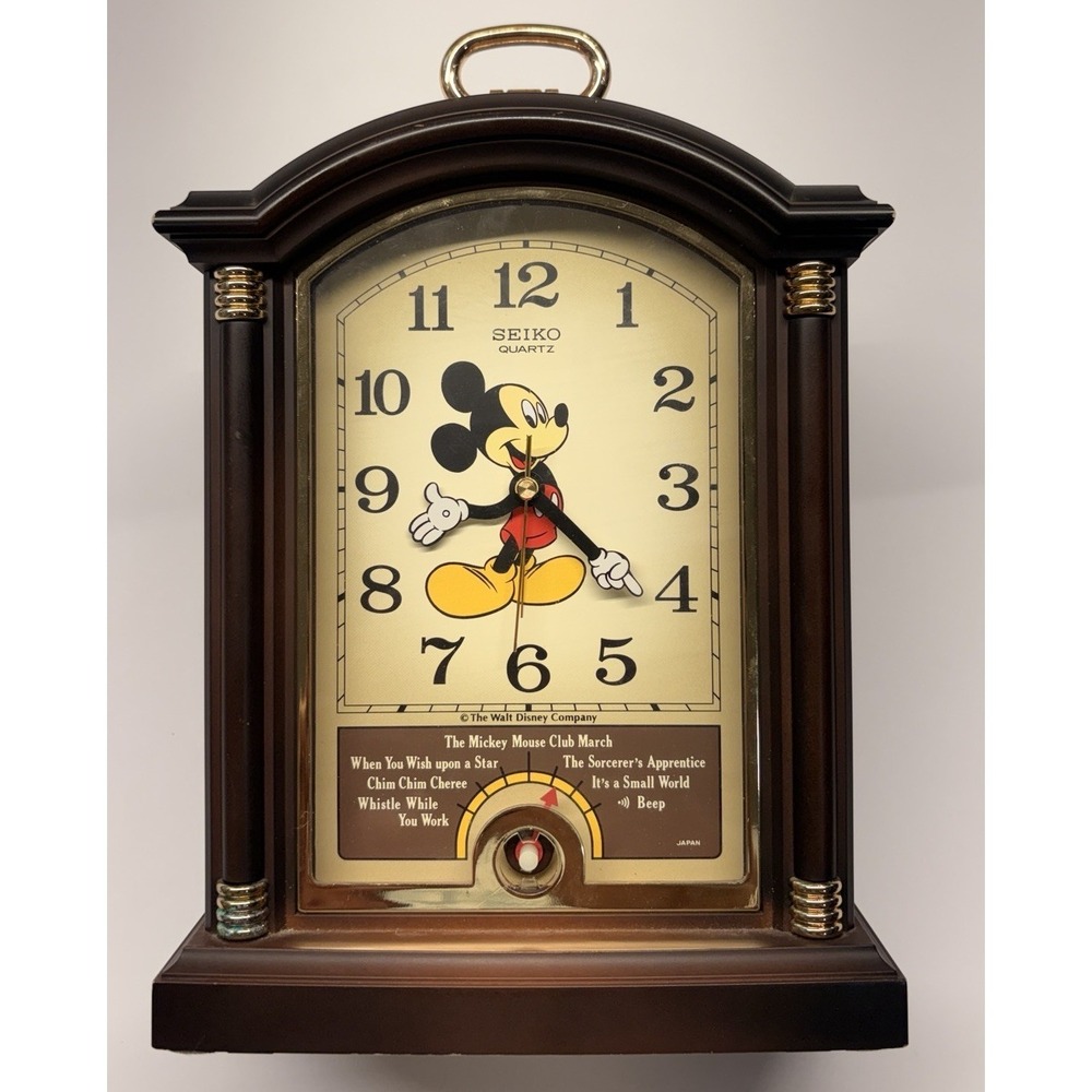 Seiko Japan Disney Mickey Mouse Clock Alarm Quartz Musical Tested Works READ